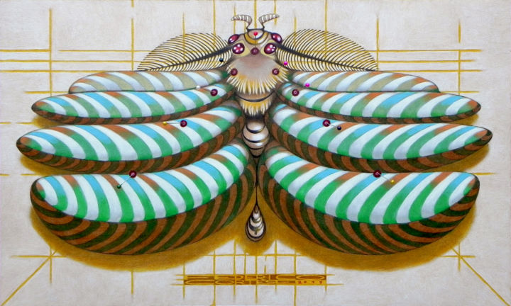 Fibonacci moth 绘画, 11.8x19.7 in