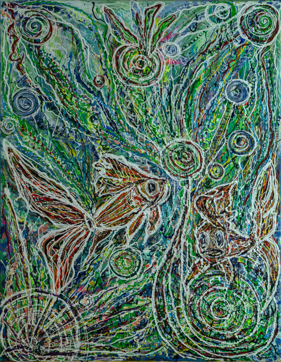 The talking silence of the goldfish. 绘画, 35.4x27.6 in