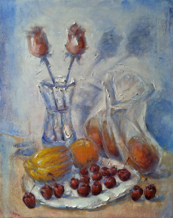 Pittura intitolato "Still life with che…" da Alex Klas, Opera d'arte originale, Olio Montato su Telaio per barella in legno