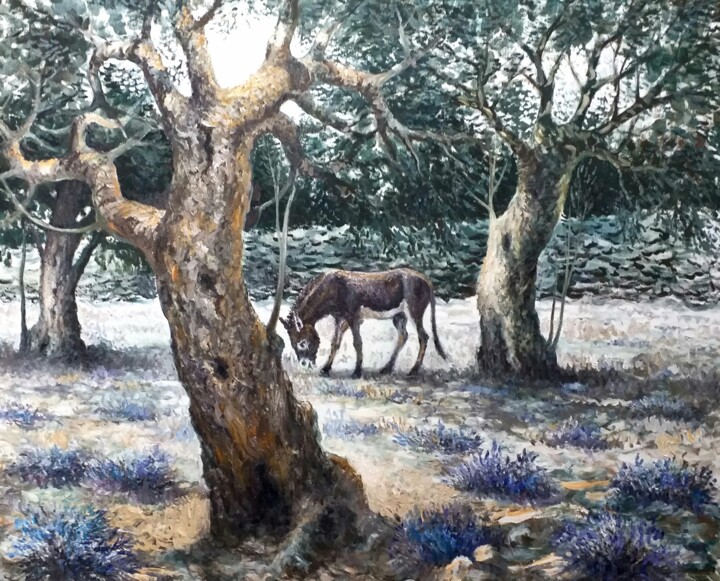 Olivo y asno Painting, 31.5x39.4 in