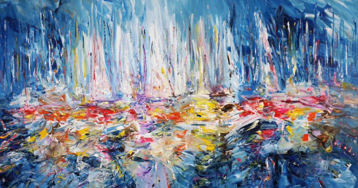 Sail Boat Marina XXL 1 绘画, 41.3x78.7 in