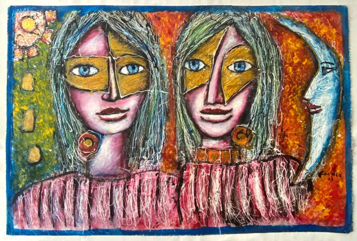 Hermanas de Oro 绘画, 37.4x57.1 in
