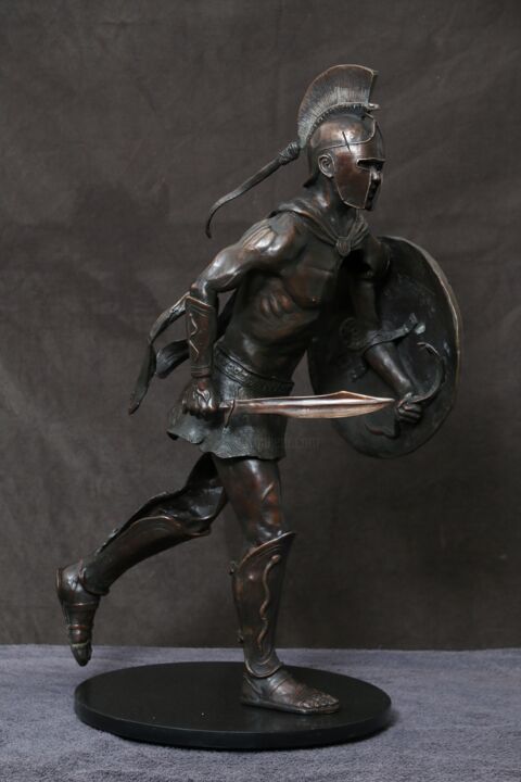 Spartan Warrior Original Bronze Sculpture (Ltd Ed of 15) 雕塑, 29.5x15.8 in