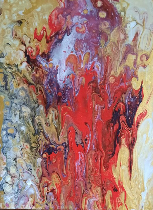 Painting titled "Ebullition (vendu…" by Grotenclaes-Mergiotti Marie-Claire, Original Artwork, Acrylic