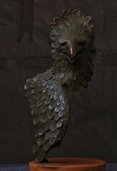 Crowned Eagle Bronze Original Sculpture (Ltd Ed of 15) 雕塑, 25.6x13 in