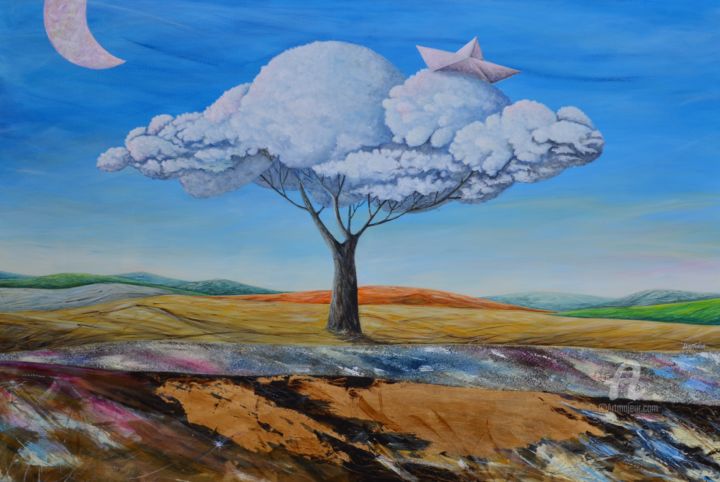 "Soffice riflessione" 绘画, 31.5x47.2 in