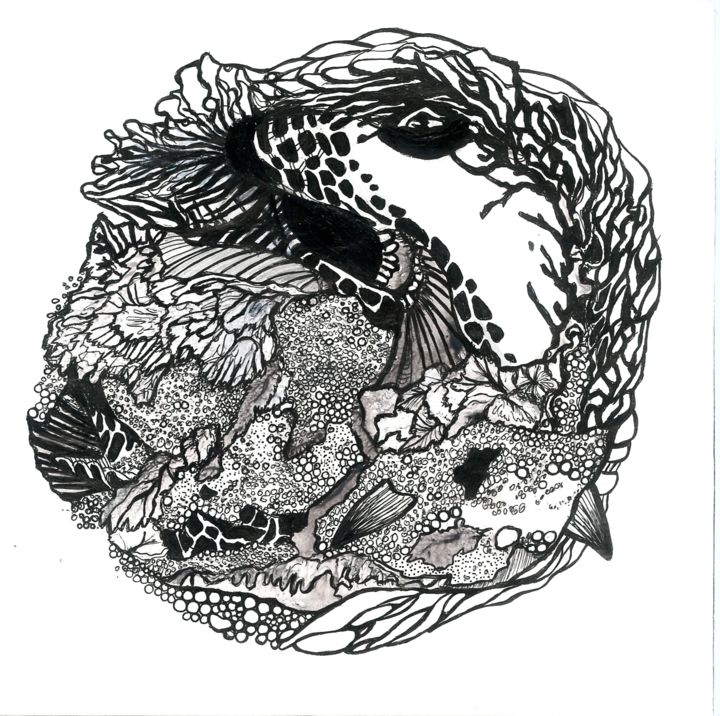 Fish 绘画, 7.9x7.9 in