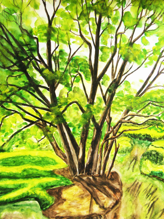 Willow trees vertical 绘画, 16.9x11.8 in