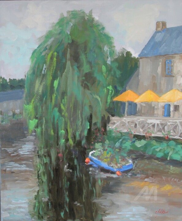 Peinture intitulée "Reflets sur le Trie…" par Chéker, Œuvre d'art originale, Huile Monté sur Châssis en bois