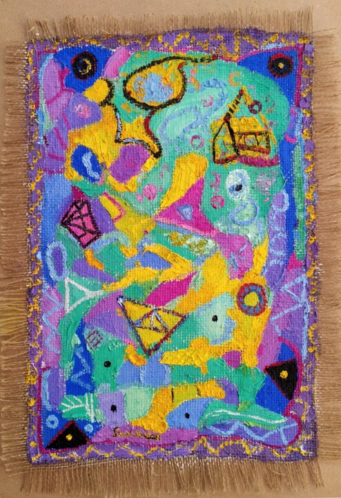 Painting titled "Caos 5" by Janna Shulrufer, Original Artwork, Oil