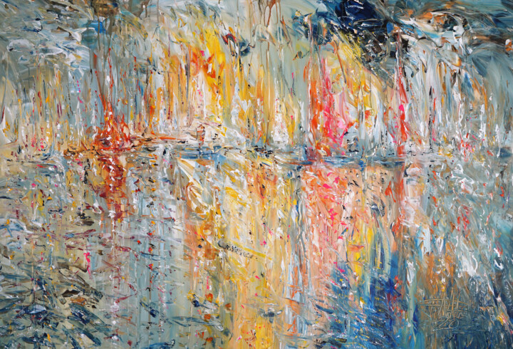 Sail Boat Marina XL 2 绘画, 41.3x61 in