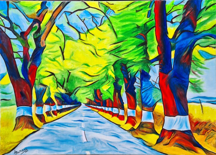 "Árvores de cuecas - Portagem" 绘画, 19.7x27.6 in