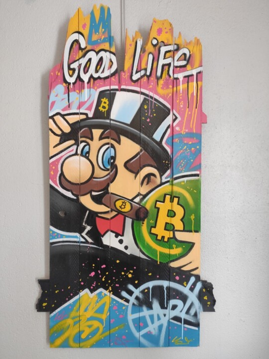 Mr Mariopoly & Bitcoin 绘画, 44.5x24 in