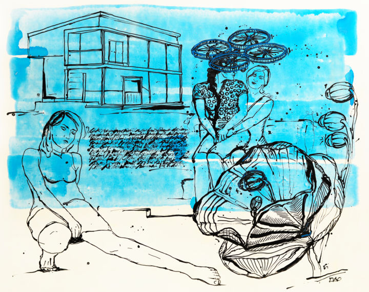 "Suburbian Tales" başlıklı Tablo Thomas Kröswang tarafından, Orijinal sanat, Mürekkep