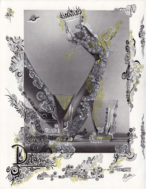 Dessin intitulée "Daum" par Alixire, Œuvre d'art originale, Stylo à bille