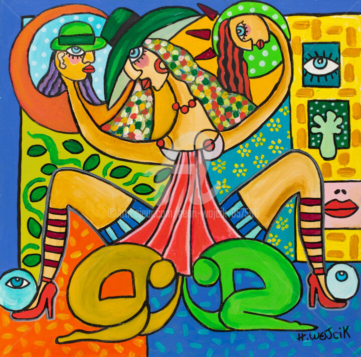 Painting titled "TROPHÉES" by Henri Wojcik, Original Artwork, Acrylic Mounted on Wood Stretcher frame