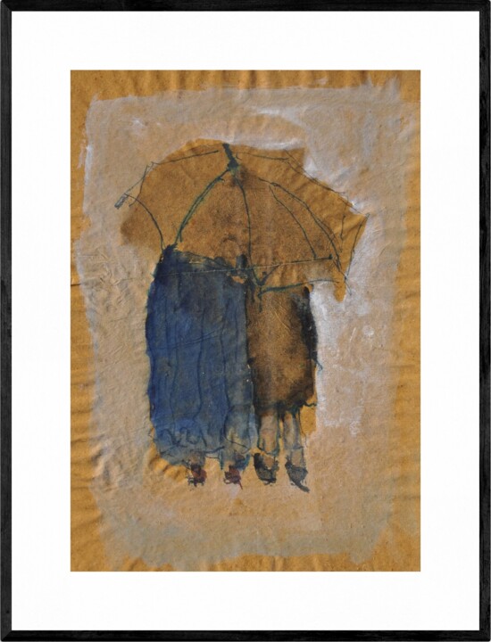 Drawing titled "In the rain , origi…" by Tonino Gottarelli, Original Artwork, Tempera