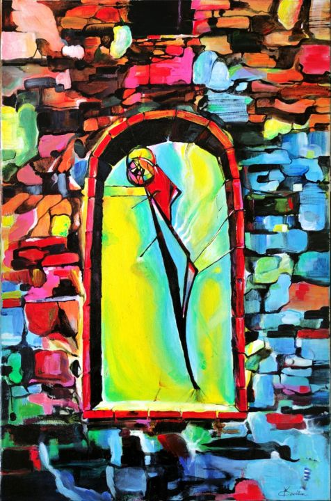 Peinture intitulée ""Bullfight"" par Irina Ozolina, Œuvre d'art originale, Acrylique