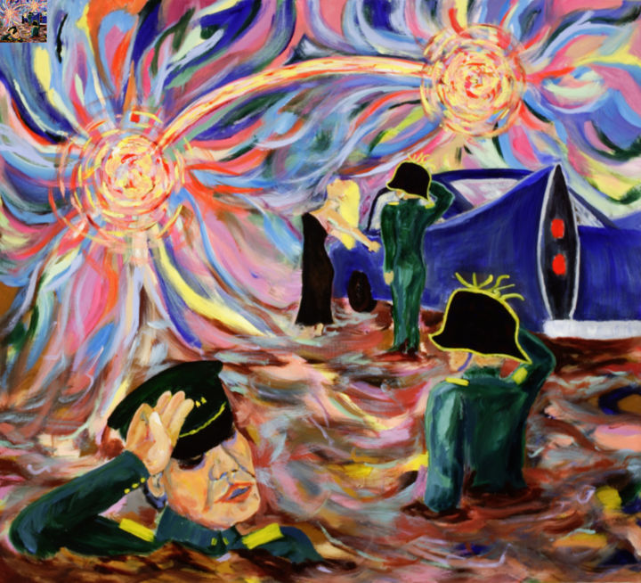 A Sinking Salute to the Twin Stars 绘画, 48x54 in