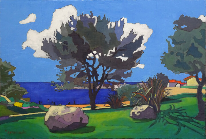 Peinture intitulée "Carro, la plage" par Jacques Peyrelevade, Œuvre d'art originale, Huile