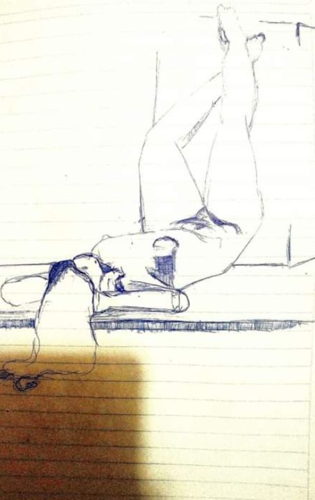 Drawing titled "Desnudo" by Oswo, Original Artwork, Jewelry