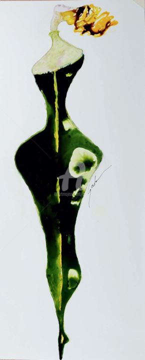 Peinture intitulée "flora" par Cegede, Œuvre d'art originale, Encre