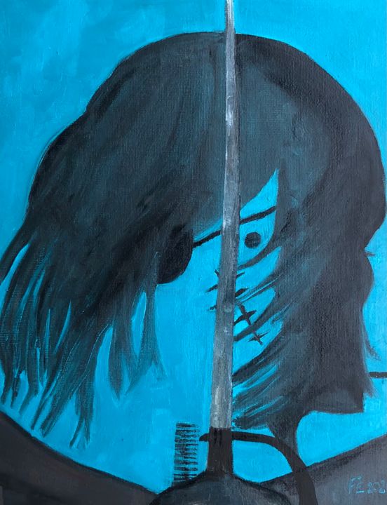 Autoportrait bleu 绘画, 11.8x9.5 in