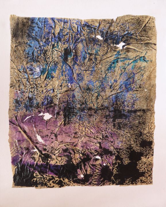 Peinture intitulée "Froissement et déch…" par Clau Redier-Clément, Œuvre d'art originale, Encre Monté sur Châssis en bois