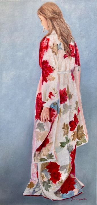 Painting titled "“ Japanese memory”" by Monika Bálint, Original Artwork, Oil Mounted on Wood Stretcher frame