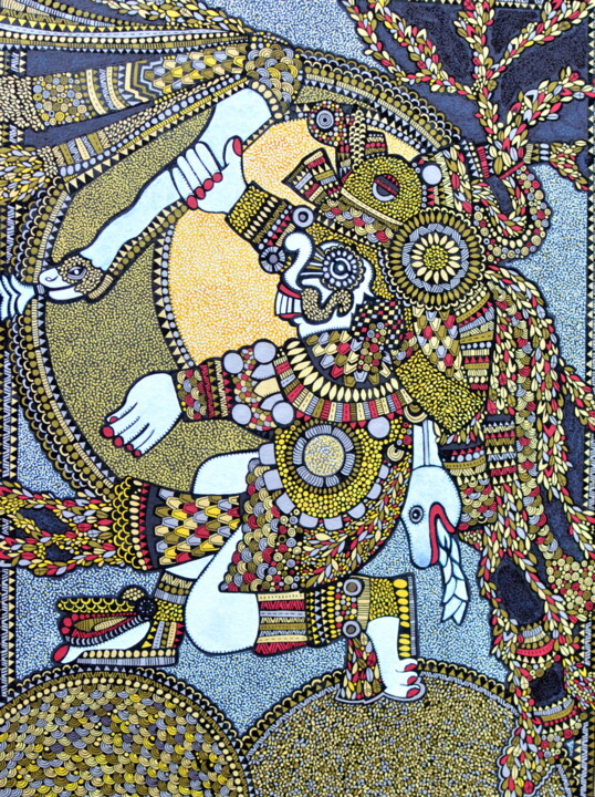 Drawing titled "Tlaloc" by Emilie Chaplain, Original Artwork, Ink