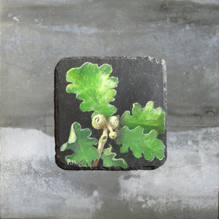 Sur ardoise, nature du Domaine de Cagueloup 绘画, 9.1x9.1 in