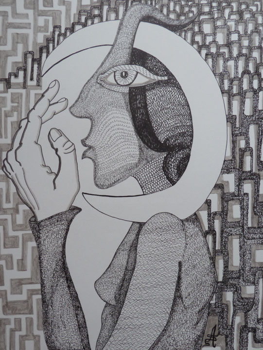 La Femme-Lune 图画, 18.9x14.2 in