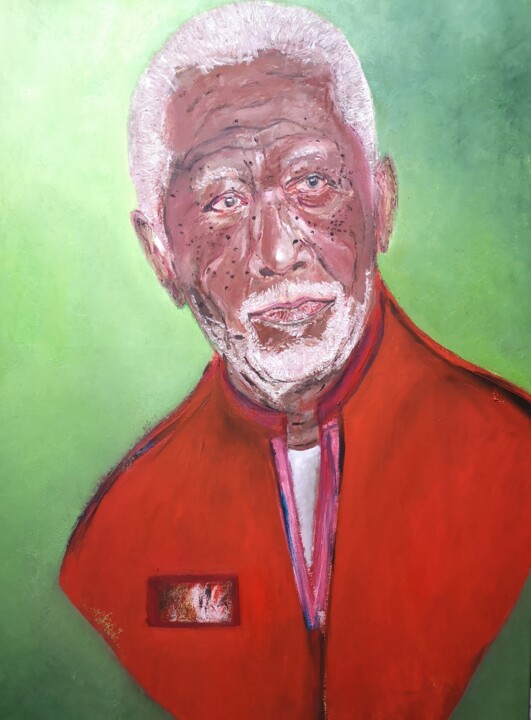 Peinture intitulée "Morgan Freeman" par Ralph.S, Œuvre d'art originale, Huile