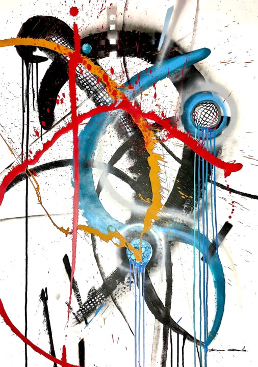 Peinture intitulée "Ruissellements..." par Dam Domido, Œuvre d'art originale, Acrylique