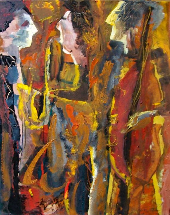 RENCONTRE MUSICALE. Painting, 28.7x23.6 in
