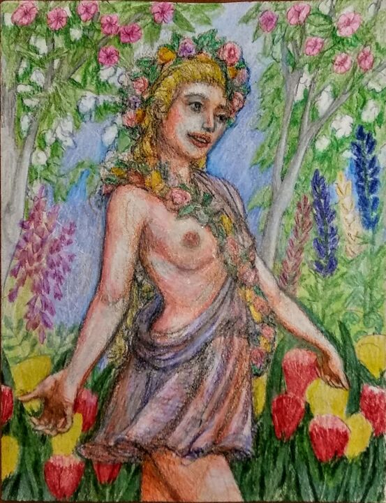 Drawing titled "Spring 2" by Edwin Loftus, Original Artwork, Pencil Mounted on Other rigid panel