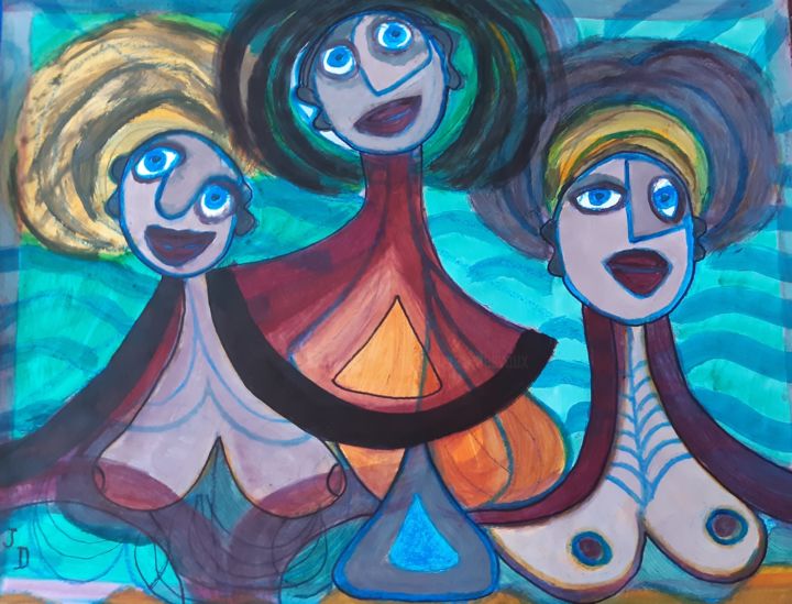 Les 3 Grâces 2006 绘画, 19.7x25.6 in