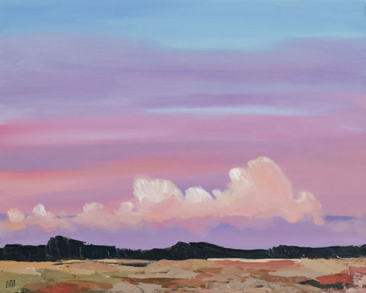 Painting titled "Summer evening II" by Ilze Ergle-Vanaga, Original Artwork, Oil