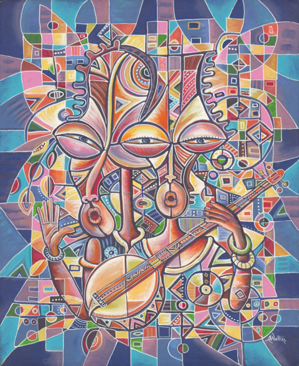 Banjo Player 2 绘画, 31.5x25.6 in