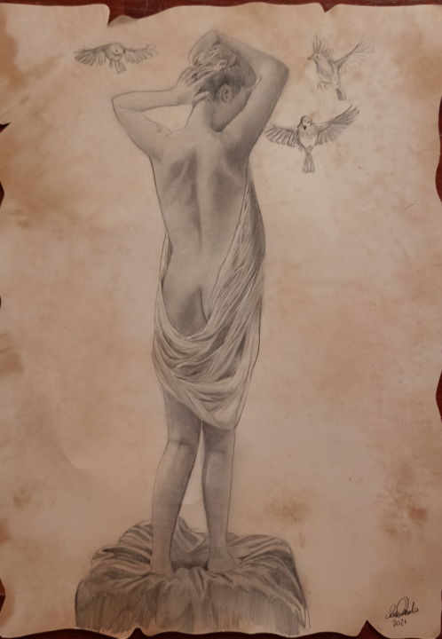 studio figura - nudo #5 图画, 16.1x11.4 in