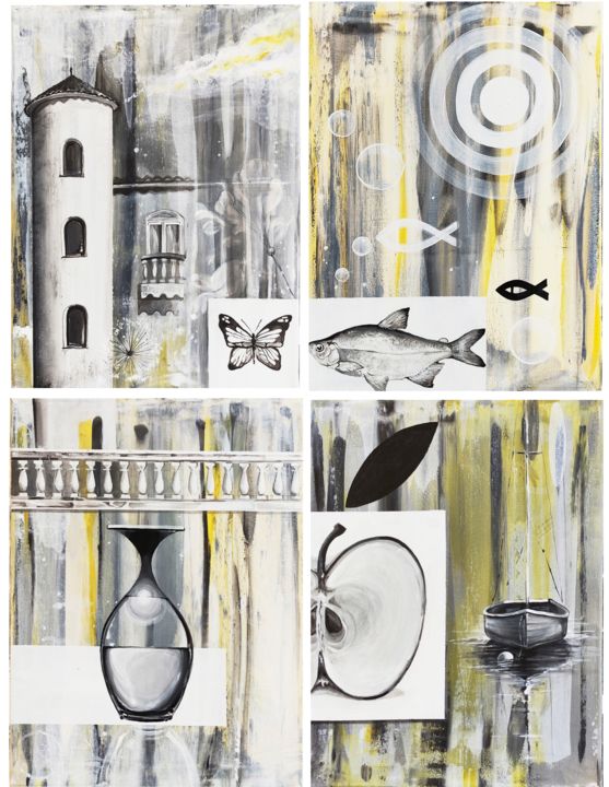 Peinture intitulée ""Aple"" par Irina Ozolina, Œuvre d'art originale, Acrylique