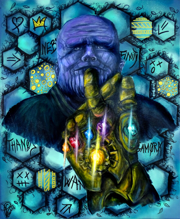 Tableau Thanos / Peinture de Thanos unique sur toile 绘画, 24x19.7 in