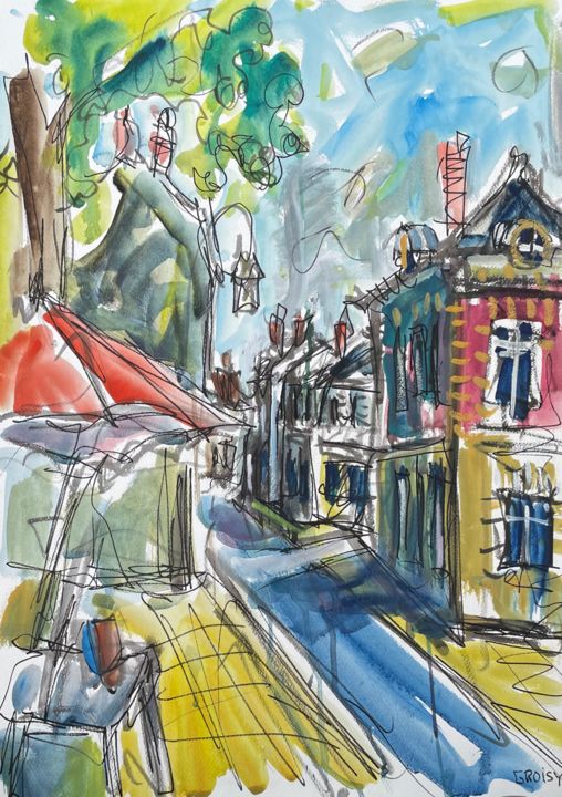 Rambouillet 5 - Place de la libération Painting, 25.6x19.7 in