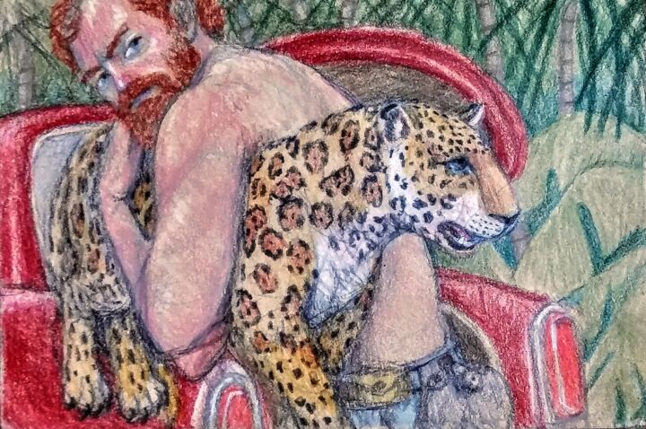 Kitty becomes like a wild animal 图画, 6x8 in