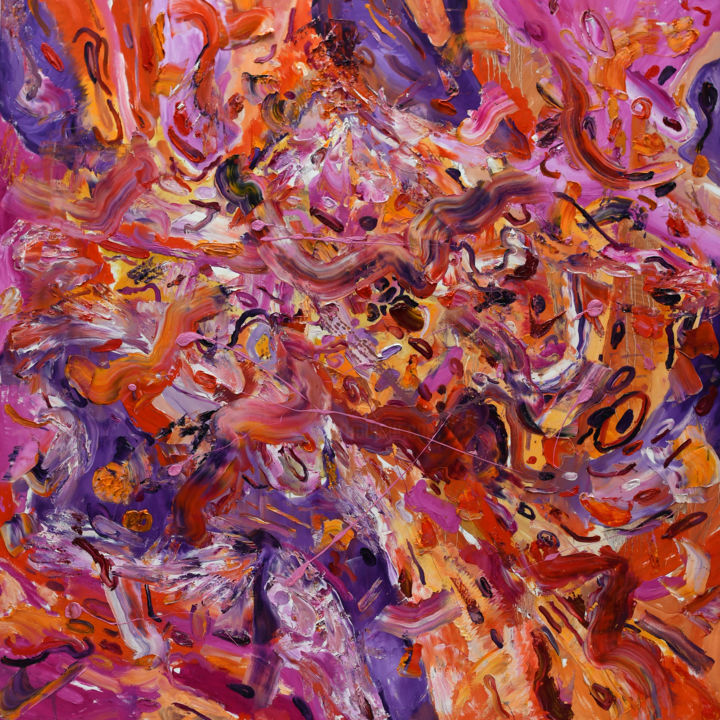 Schilderij getiteld "Muscle Memory" door Dominic Virtosu, Origineel Kunstwerk, Olie Gemonteerd op Frame voor houten brancard