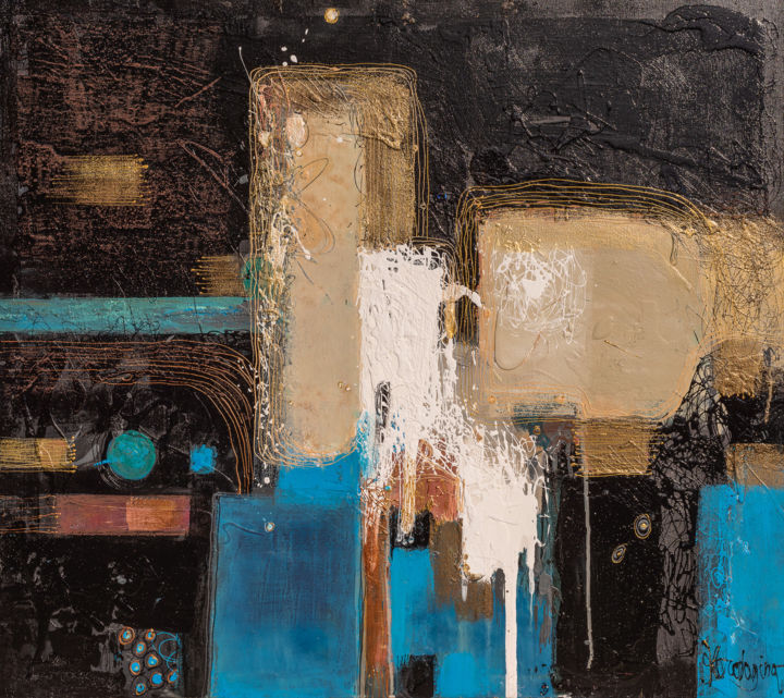 Painting titled "FIRST RAYS OF LIGHT" by Korchagina, Original Artwork, Acrylic Mounted on Wood Stretcher frame