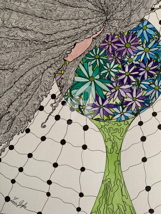 Regard sur l’arbre magique Drawing, 12.6x9.5 in