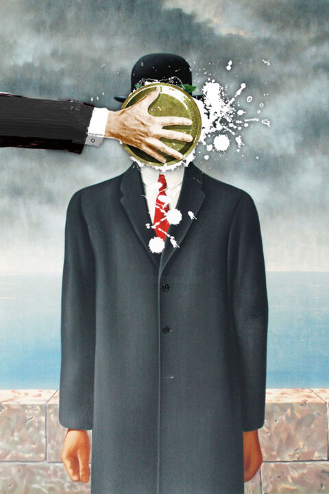 Pie In The Face Rene Magritte Son of Man 绘画, 24x16 in