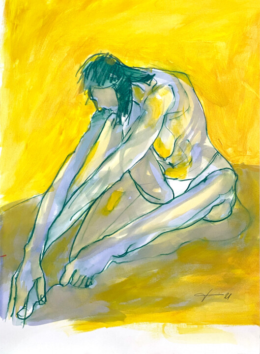 Schilderij getiteld "Bild 21 120 Sammlun…" door Walter Diem, Origineel Kunstwerk, Krijt