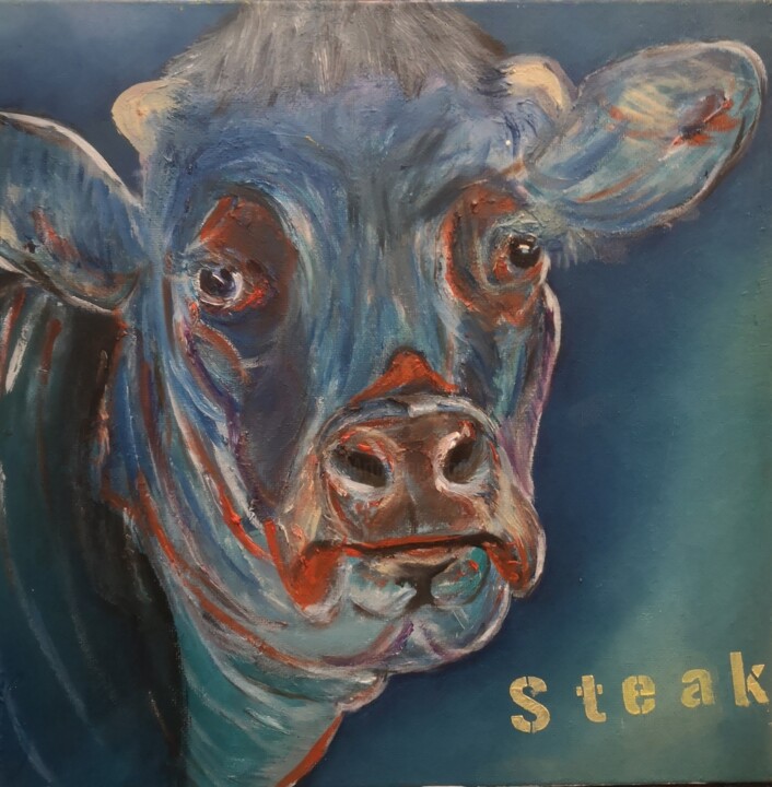 Painting titled "Steak" by Ralph.S, Original Artwork, Oil